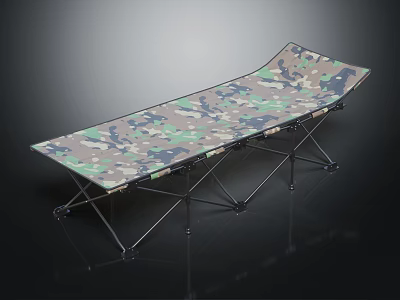 Portable Camouflage Folding Bed With Sturdy Metal Frame For Outdoor Camping Use 3d model