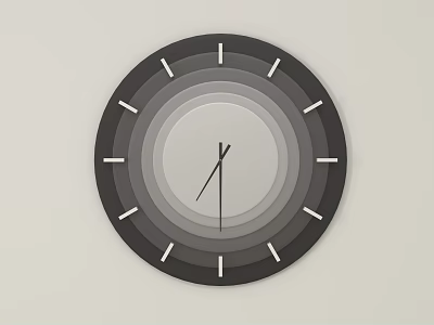Modern Minimalist Wall Clock With Concentric Rings And Black Frame Design 3d model