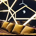 Modern KTV Interior Design With Geometric Lighting LED Screens And Sofa 3d model