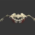 Anatomical Skeleton Model Displaying Thoracic Cavity With Red Highlighted Areas