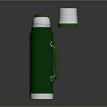 Green Vacuum Flask With Silver Lid Base Handle And Open Top For Daily Use Appliance