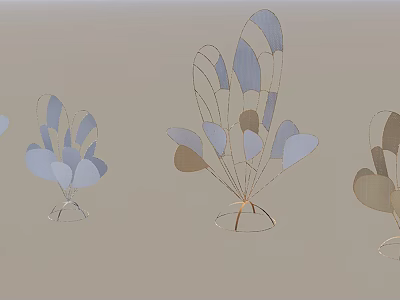 Modern Commercial Decorative Equipment With Metallic Frame Leaf Shaped Blue Brown Design 3d model