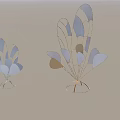 Modern Commercial Decorative Equipment With Metallic Frame Leaf Shaped Blue Brown Design