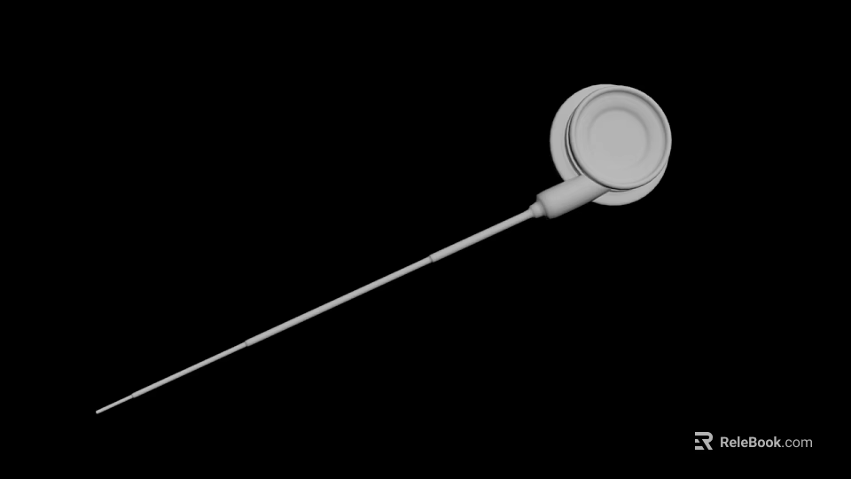 White Long Handle Tool With Round Head For Kitchen Stirring Tasks 3d model 