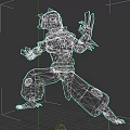Green Winged Flying Creature In Martial Arts Stance With Red Scarf And Patterned Pants