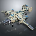 3D Sci Fi Mechanical Vehicle With Multiple Wings Weapon System And Wheels