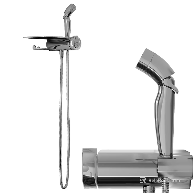 Modern Chrome Shower System With Handheld Head Flexible Hose And Wall Bracket 3d model 