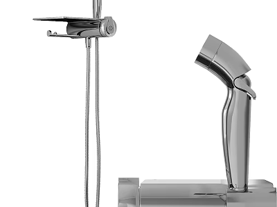 Modern Chrome Shower System With Handheld Head Flexible Hose And Wall Bracket 3d model
