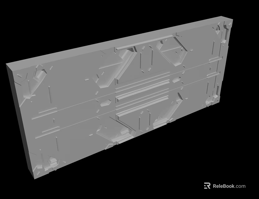 Gray Industrial Panel With Geometric Structures And Multiple Holes Design 3d model 