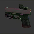Glock Tactical Pistol With Black And Silver Finish Grip Texture And Sight