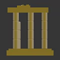 Classical Fluted Columns Architectural Model with Square Base and Entablature