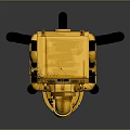 Yellow Industrial Mechanical Equipment With Black Support Legs And Hanging Chains