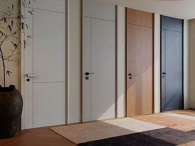 Modern Hinged Doors in Various Colors and Materials for Home Interior Design 3d model