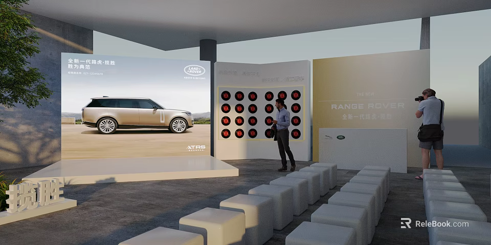Range Rover 24 PURE Exhibition Display With Vehicle Model And Audience 3d model 