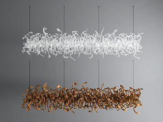 Modern chandelier abstract strip decorative chandelier 3d model