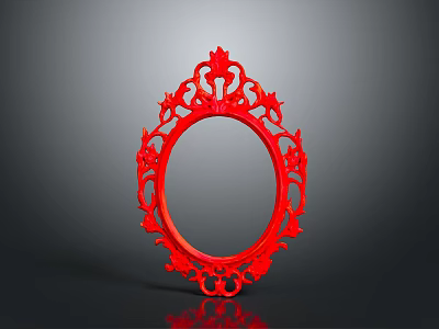 Red Decorative Ornate Frame Furniture With Intricate Carved Design Details 3d model