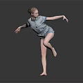 Woman Performing Graceful Dance Move In Blue Outfit Balancing On One Leg