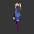 Cute Cat Ear Headband Blue Coat Blue Skirt Pink Backpack Striped Stockings Outfit