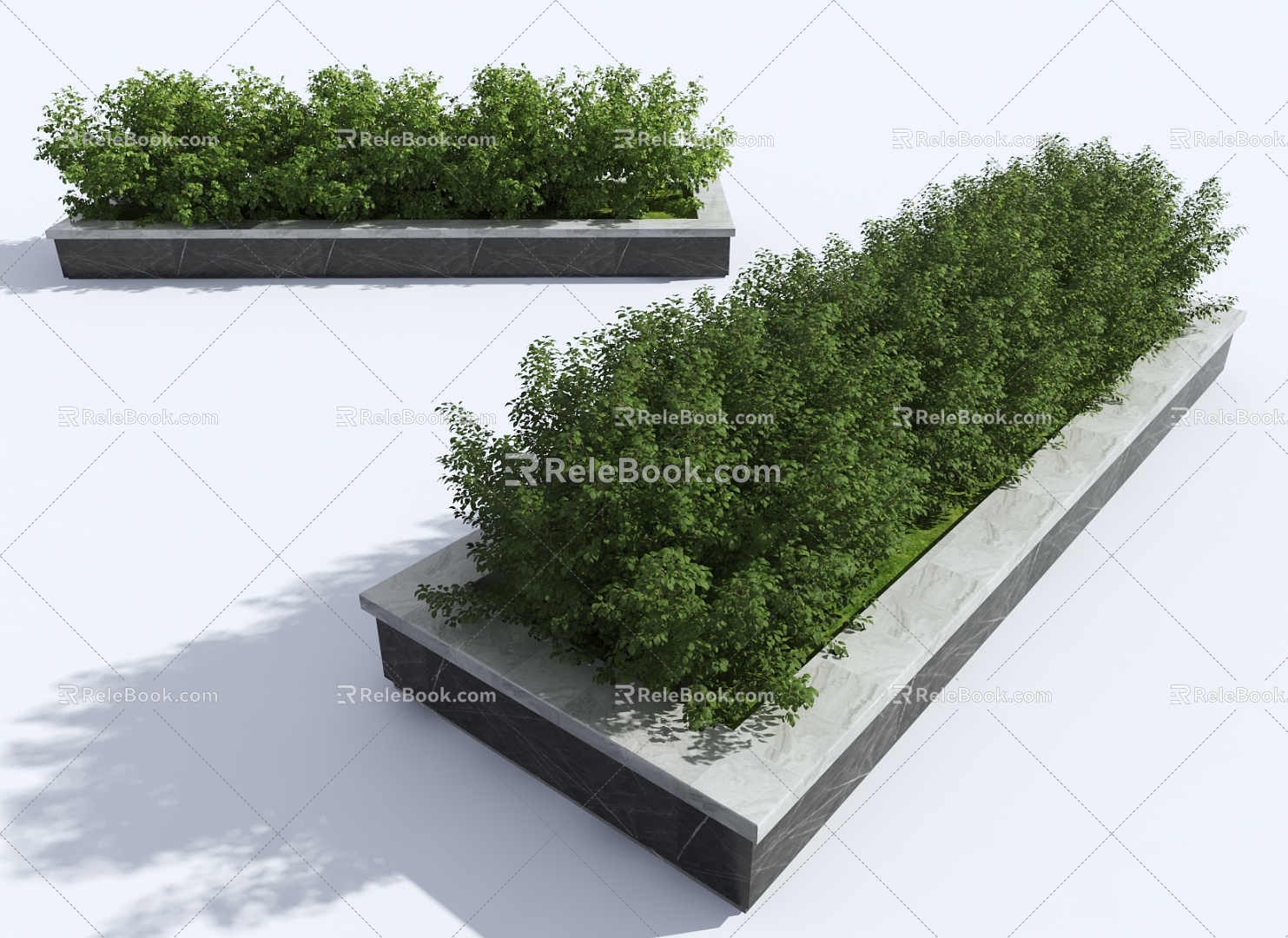 Modern flowerbed bush green plant shrub plant pile landscape tree 3d model