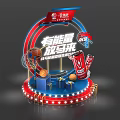 Vibrant ANTA Basketball Themed Stage Display With Energy Drinks And Lights