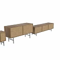 Modern Rattan Panel Wooden Cabinets With Metal Legs And Various Sizes