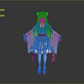 Pink Haired Fantasy Creature Character With Twin Buns In Pink Kimono And White Skirt
