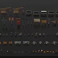 Medieval Historical Props Collection With Catapults Flags Chests Weapons Pottery And Coins