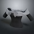 Cute Animal Mannequin Wearing Black White Plaid Shawl With Bow Tie And Sleeves