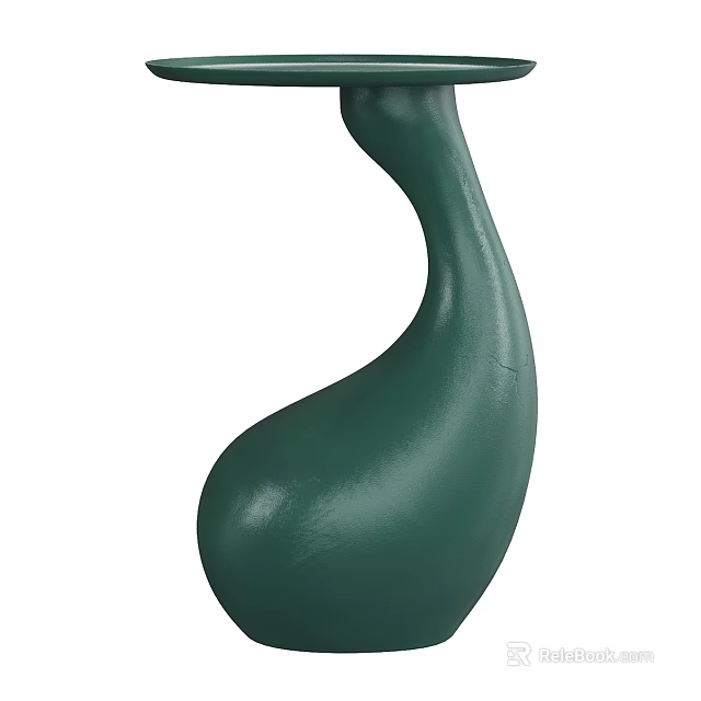 Stylish Modern Green Coffee Table With Unique Curved Shape And Smooth Surface Design 3d model