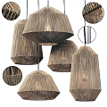 Woven Natural Fiber Pendant Lights With Geometric Shapes And Warm Glow For Interior Decor