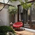 Modern Living Room Interior Design With Wooden Ceiling LED Lights Dark Sofa And Decorative Art
