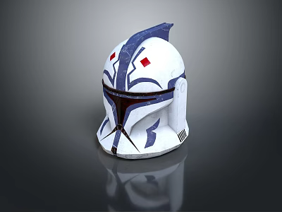 Stylish White Helmet with Blue Accents and Red Design Details for Modern Look 3d model