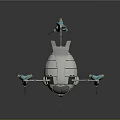 Game Movie Character Mechanical Robot Design With Long Legs Blue Cone Feet And Cockpit Head