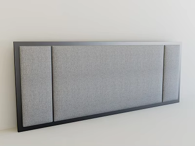 Modern Gray Fabric Headboard With Black Frame And Soft Padding Design 3d model