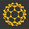 Yellow Spherical Molecular Model With Nodes And Connecting Lines On Dark Background 3d model