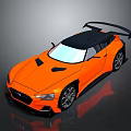 Orange Sports Car Featuring Black Roof Rear Spoiler And Sleek Aerodynamic Design