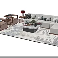 Modern Sofa Coffee Table Set Interior Design With Cushions Side Table And Rug 3d model