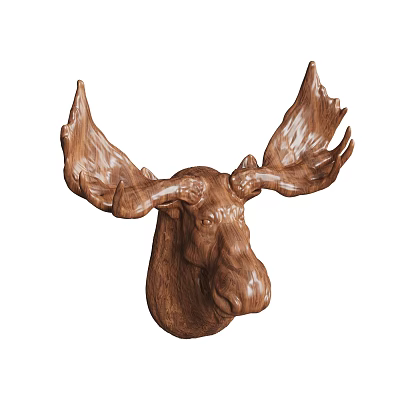 Wooden Moose Head Wall Decor With Natural Texture For Home Decoration 3d model