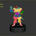 3D Model Action Figure Of Muscular Character With Blue White Outfit Red Shoes Black Base