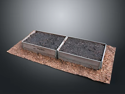 Growing Healthy Plants in Metal Planter Boxes with Soil and Mulch 3d model