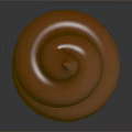 Brown Poop Shaped Object With Smooth Texture On Black Background And Reflection 3d model