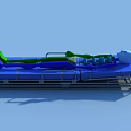 Commercial Medical Stretcher with Blue Mattress Wheels Metal Frame and Straps