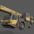 Yellow Crane Truck With Long Boom Cab And Large Tires For Construction Use