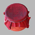Traditional Rustic Ceramic Wine Bottle Featuring Red Cloth Cover And Knotted Rope Design