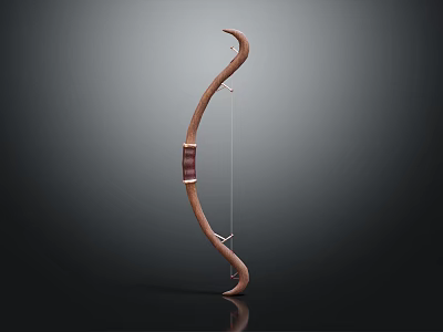 Traditional Wooden Archery Bow With Classic Design Polished Surface On Dark Background 3d model