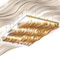 Elegant Modern Chandelier With Wave Like Curved White Metal Structure For Interior