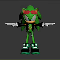 Green Hedgehog Character With Pink Bow Black Jacket And Green Black Shoes Arms Outstretched