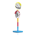 Colorful Standing Photo Spot With Double Round Silver Mirrors And Blue Base