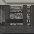 Modern Elegant Sideboard Design With Marble Backdrop Open Shelves And LED Lighting 3d model