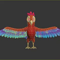 Vibrant Cartoon Parrot Character With Red Body And Blue Purple Wings